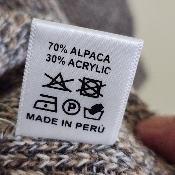 Simply Natural Linda Ebel Tan Peruvian Alpaca Open Front Cardigan Sweater OS - Picture 8 of 8